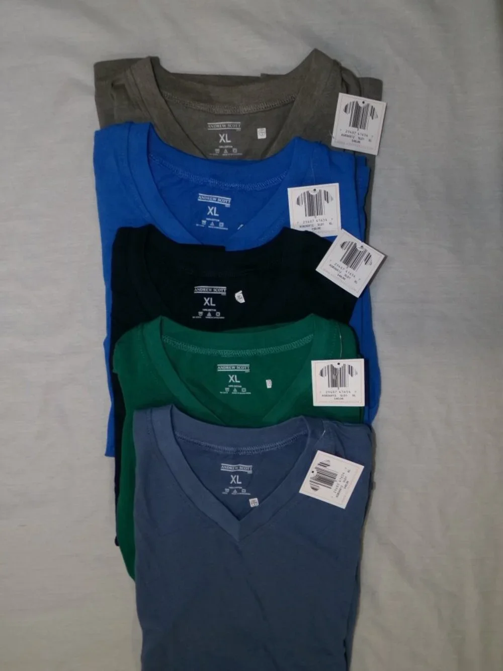 NWT Lot of 5 Andrew Scott Underwear T Shirt Boys sz XL Short Sleeve 100% Cotton